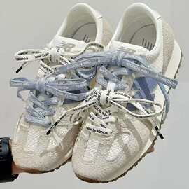 薄底鞋复古跑鞋透气双色鞋带休闲阿甘鞋时尚运动鞋