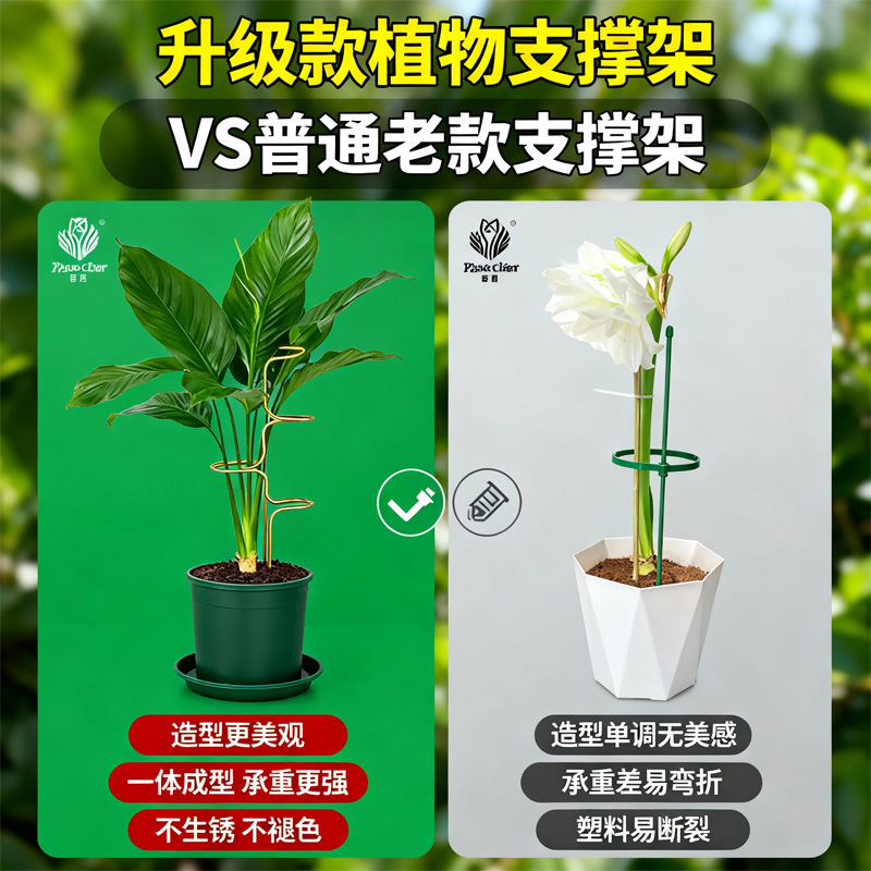 植物支撑架龟背竹防倒伏盆栽铁线莲支撑杆固定神器爬藤花架收拢架