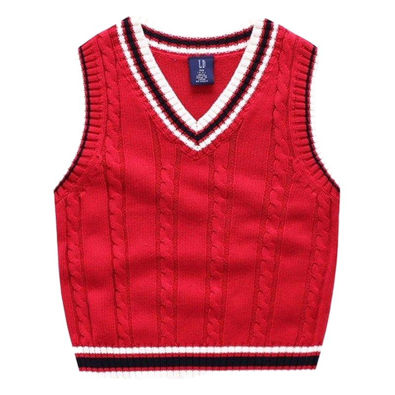 El comercio exterior de los niños ropa tamaño Selección de color suéter de los muchachos Chaleco de otoño de los niños de algodón peinado chaleco sin mangas Universidad de moda niños