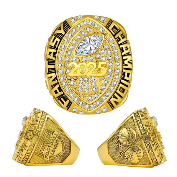 2025 Fantasy Football Championship Ring Gold Zinc Alloy Amazon Hot Sale