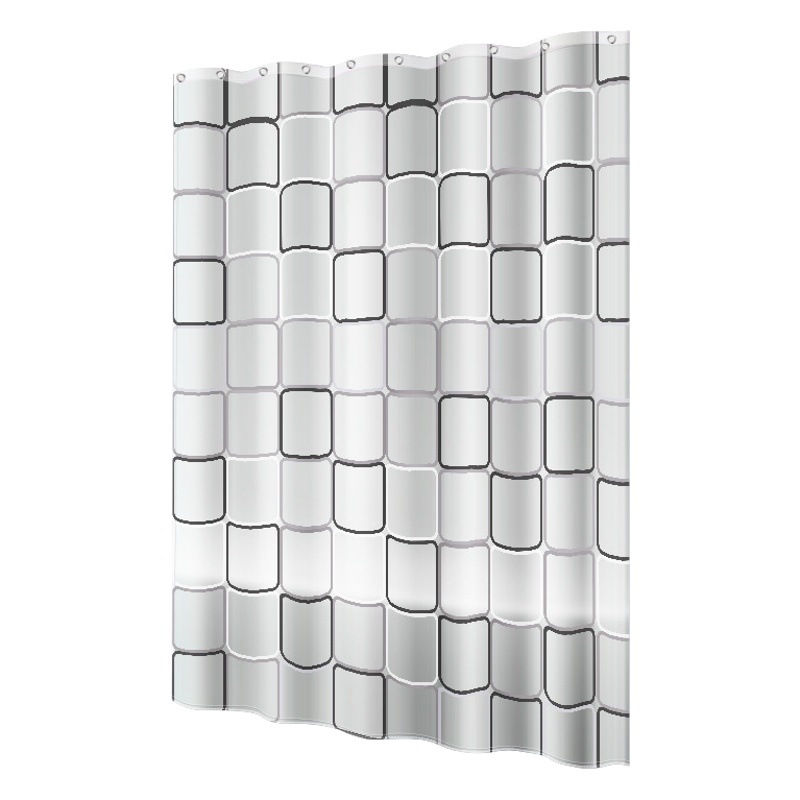 Fabricante en stock suministro de baño Cortina de ducha cortina de partición cortina de puerta Cortina de ducha a cuadros PEVA a prueba de moho impermeable multicolor opcional