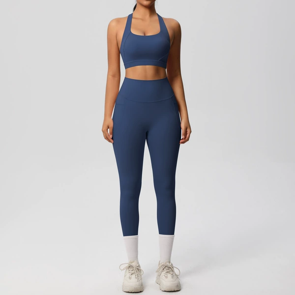 7110 Bra + 7108 Pocket Pants Set - Badge Blue