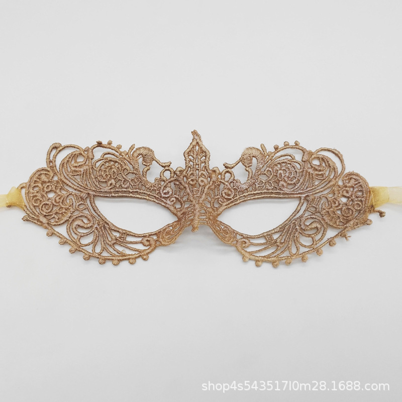 Máscaras de perforación de encaje de oro y plata transfronterizas, máscaras de fiesta de baile de maquillaje de damas con cara gruesa