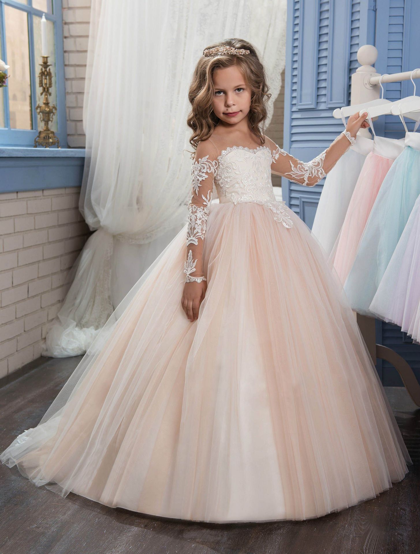 Vestido de noche de tul para niñas, estilo tutú, para bodas, damas de honor, largo hasta el suelo, de princesa, para actuaciones de piano, de Amazon transfronterizo.