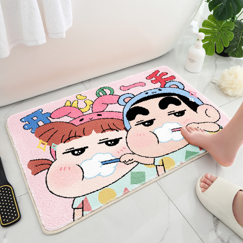 모조 캐시미어 매트 욕실 흡수성 바닥 매트 욕실 홈 도어 만화 발 매트 화장실 문