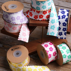 Small flowers on the edge of the teeth printed ribbon DIY bow headband floral bow tie hat decoration flowers on the side of the head