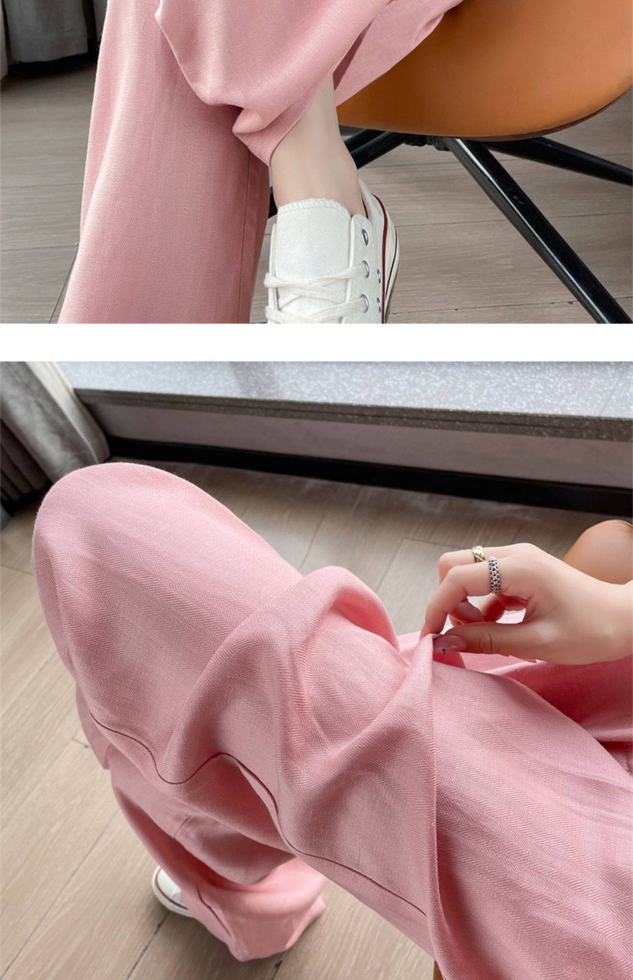 Quần culottes nữ ống rộng cạp cao vải linen cotton mỏng mùa hè — Màu đen thông thường chi tiết 35