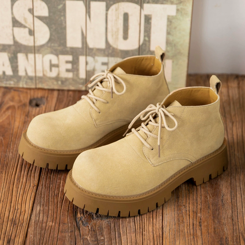 Обувь Дерби Мужские осенние и зимние новые высокие ботинки с толстой подошной большой головой сапоги Martin ретро переворачивание меха