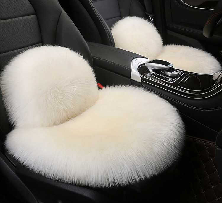 Car Winter Cushion Plush Cushion Three-piece Set Thickened Warm Fur Non-slip Integrated General Motors Cushion