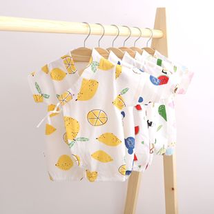 Jumpsuit Baby Summer Cotton Monk Suit Printed Short-Sleeved Newborn Air-Conditioned Suit Male and Female Baby Short Crawl Suit