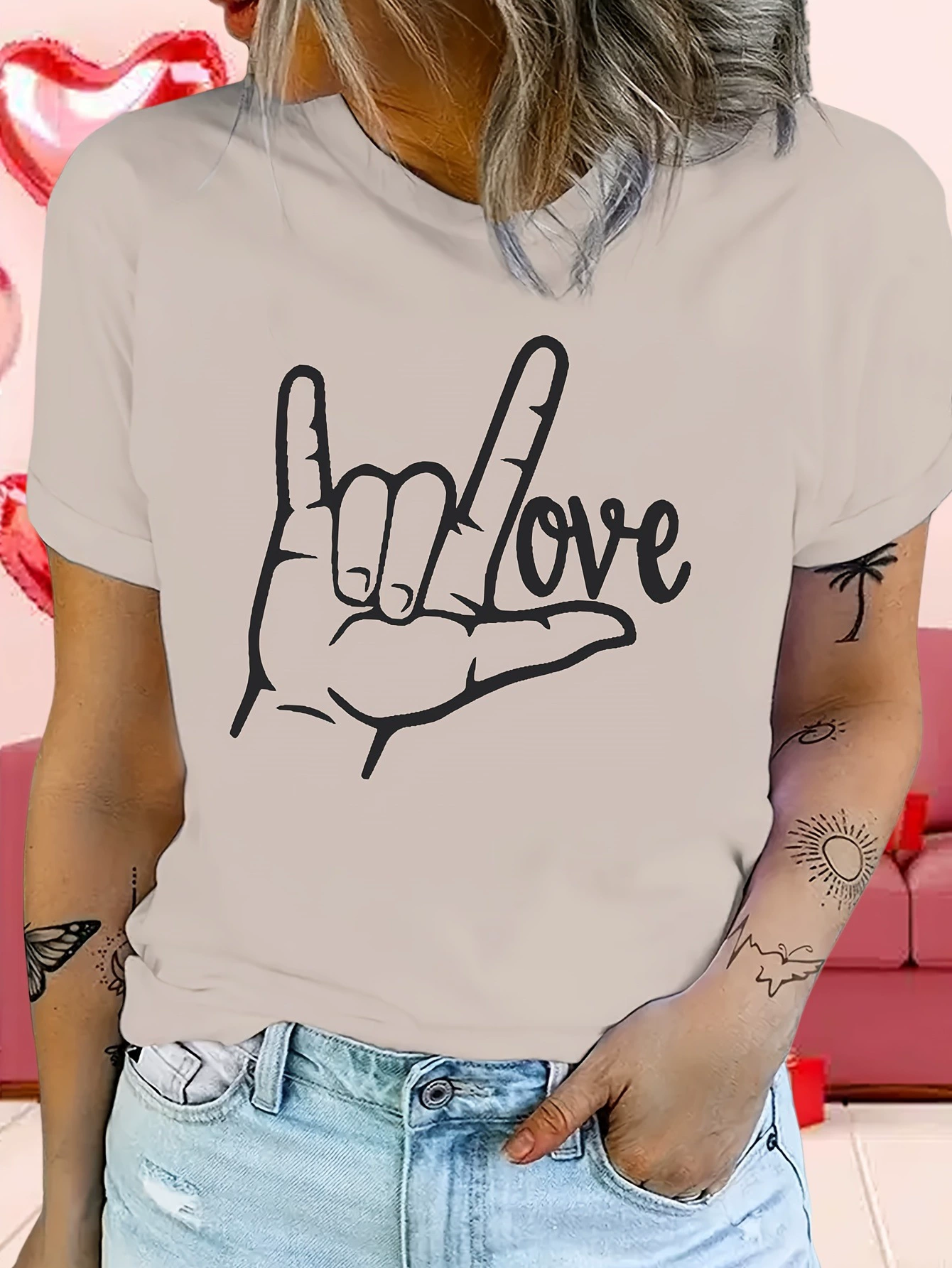 Футболка из хлопка с принтом «I Love You» к Дню святого Валентина, несколько цветов на выбор