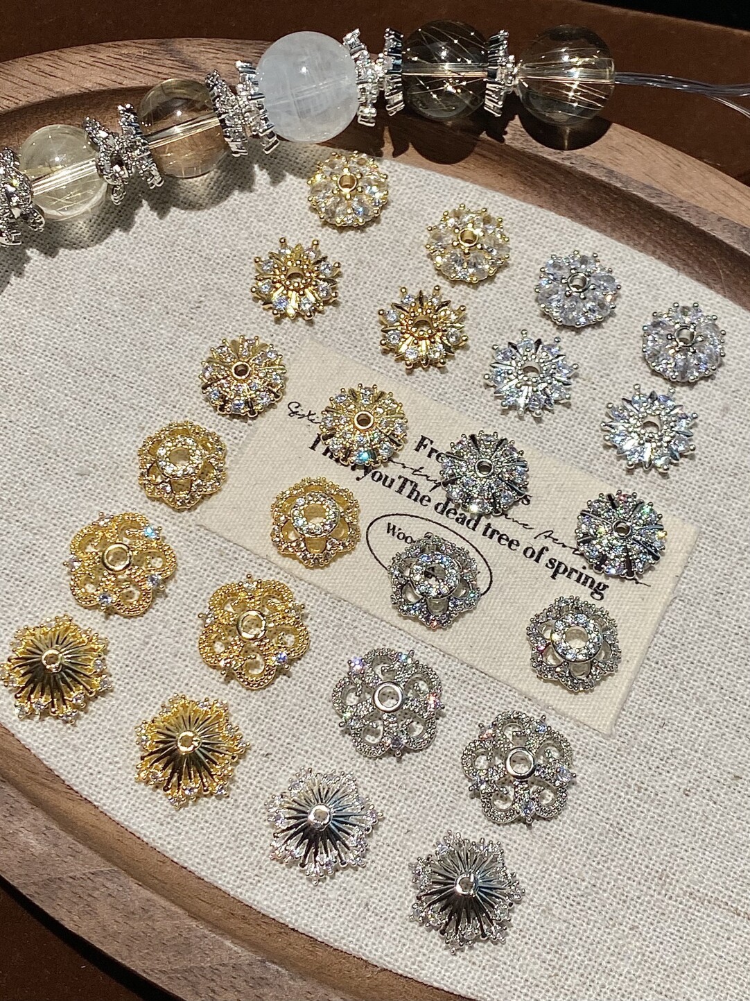 Color-Preserving 14K Gold-Filled Micro-Paved Zircon Crystal Accessories DIY Flower Tray Cap Spacer Beads Handmade Beaded Necklace Bracelet Accessories