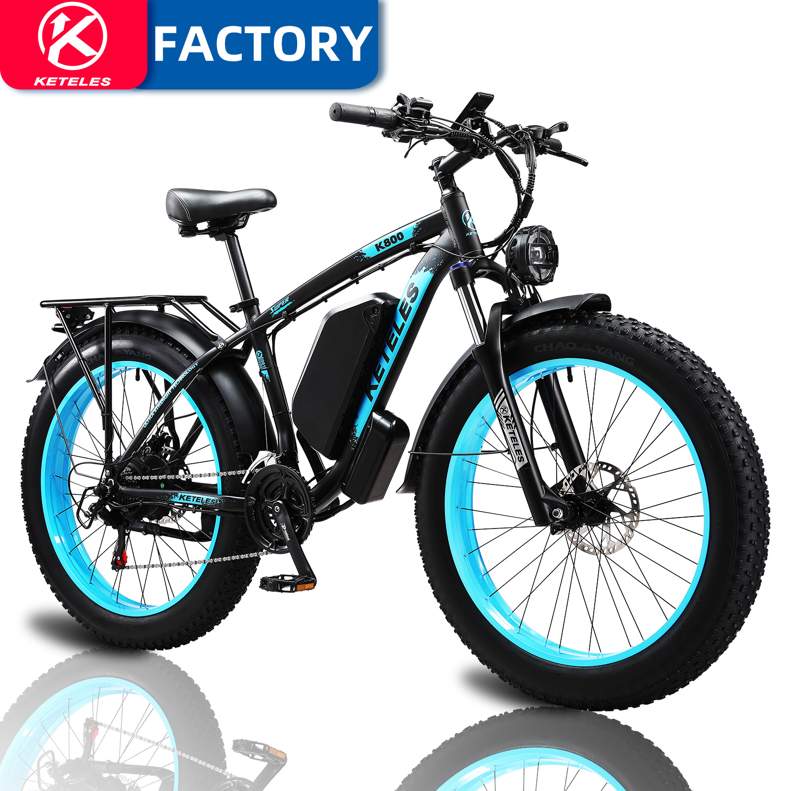 KETELES K800电动自行车 雪地车胖胎48V17.5AH铝合金沙滩助力26寸