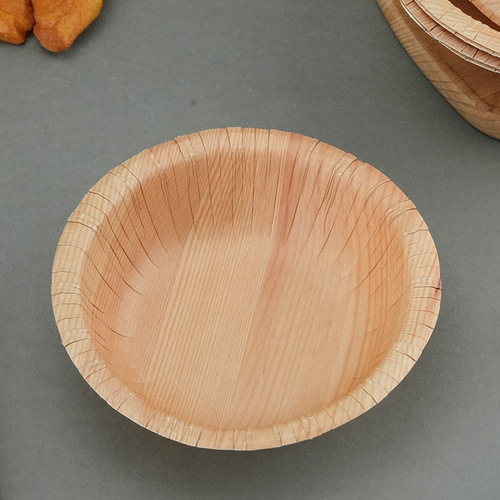 Cross-border disposable wood grain paper bowl food grade thickened picnic home use waterproof food fruit salad snack paper bowl