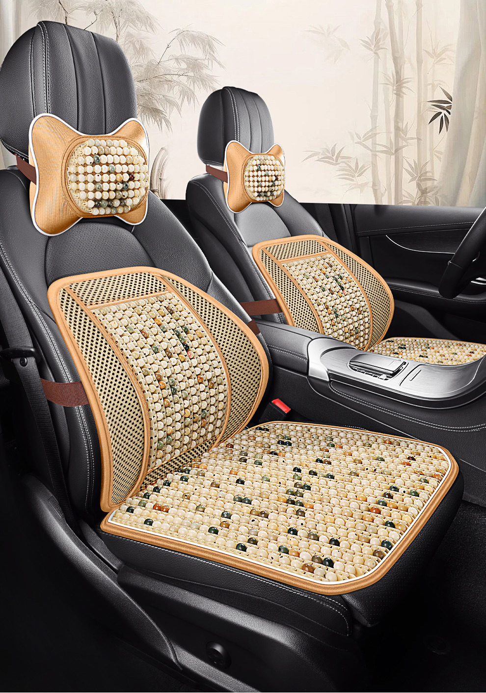 Summer Car Seat Cushion with Wooden Beads for Ventilation, Breathable Universal Cooling Pad for All Seasons, Anti-Scald Seat Mat, Dropshipping