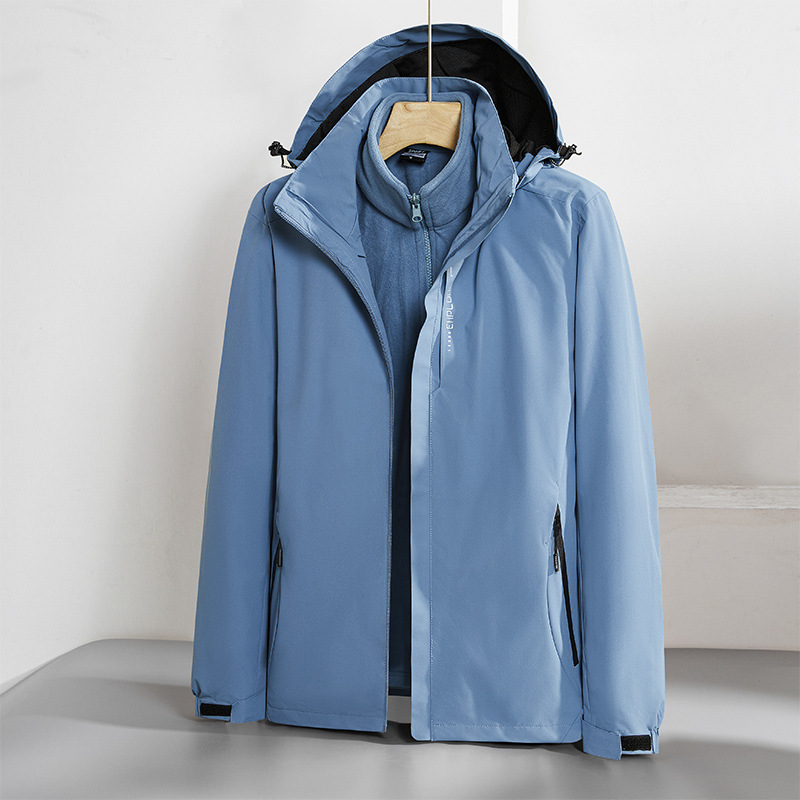 Couple's Three-in-One Thickened fleece-lined Rocker Jacket Sports Outdoor Work Jacket Men's and Women's Jacket Printable and Embroidered