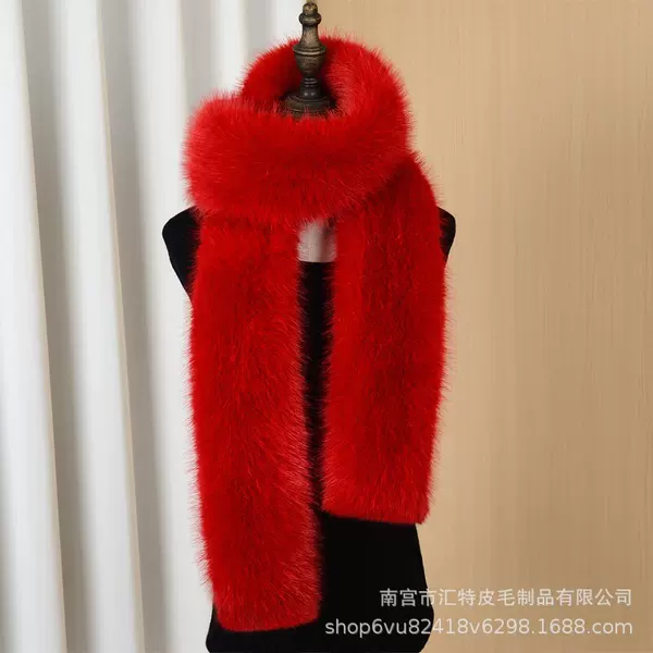 Wholesale Extra-Long Faux Fox Fur Scarf, Fashionable and Warm Neck Warmer for Autumn and Winter, High-End Style for Cheongsam Dresses, Furry Shawl
