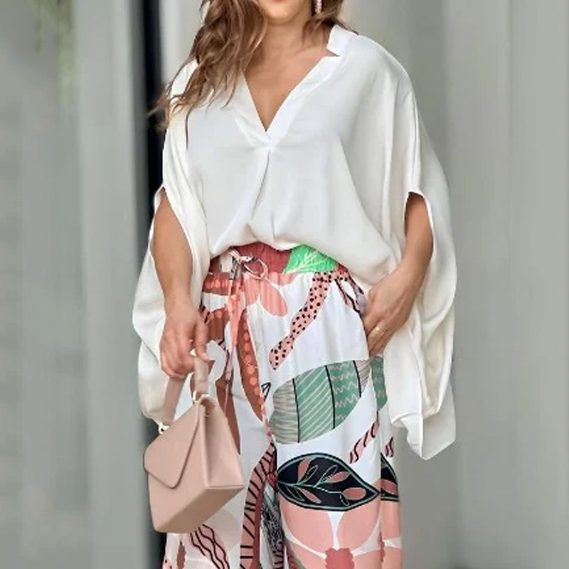 V-neck batwing sleeve fashion set - Image 3