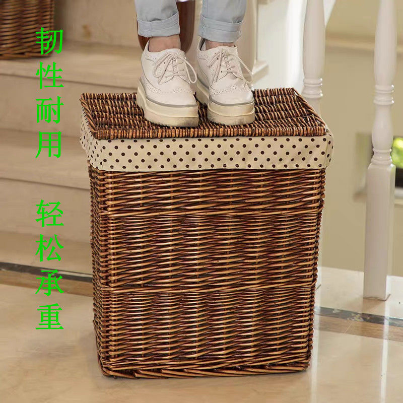 Rattan Laundry basket With cover Dirty clothes Storage baskets Dirty clothes basket household Laundry basket clothes Toys Storage box Willow