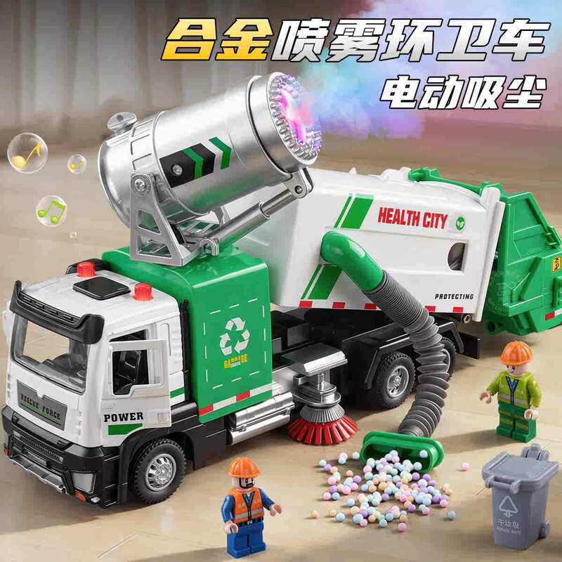 Sky Eagle Electric Spray Cleaning Vehicle Alloy Vacuum Sanitation Garbage Truck Model Ornament Children's Toy Gift Wholesale Sky Eagle Electric Spray Cleaning Vehicle Alloy Vacuum Sanitation Garbage Truck Model Ornament Children's Toy Gift Wholesale