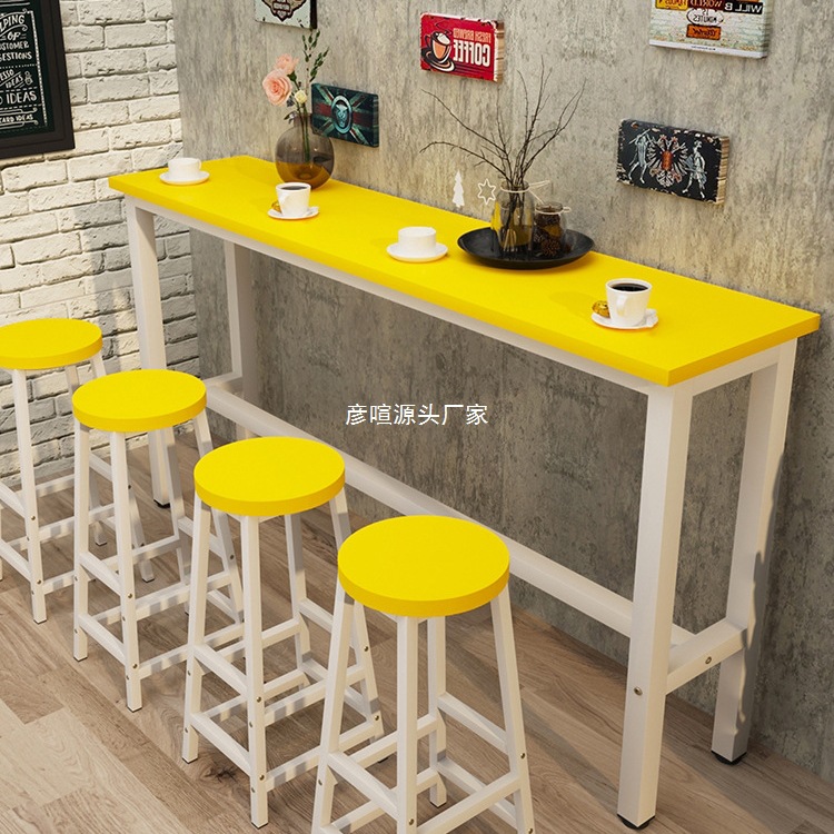 Wall-Mounted Bar Table, Commercial Milk Tea Shop Table and Chairs, Long Table, Dining Table, Balcony High Table, Home Narrow Table, Simple Bar Table