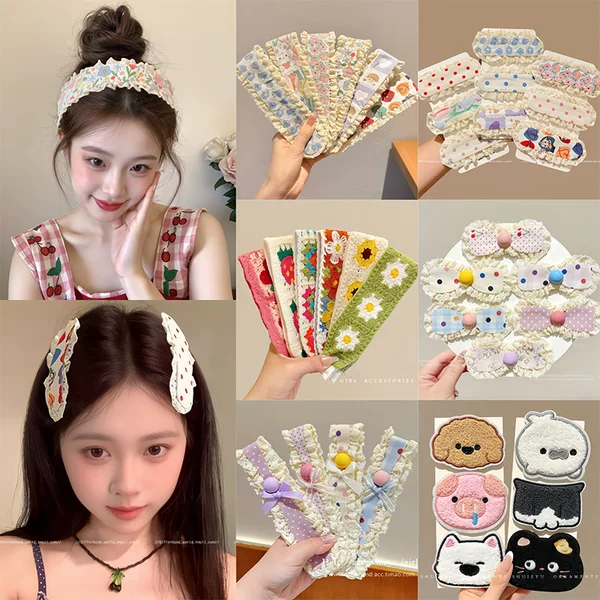 Sweet floral knitted bangs patch, cute girl magic hair patch, 2026 new model forehead fringe patch hair accessory