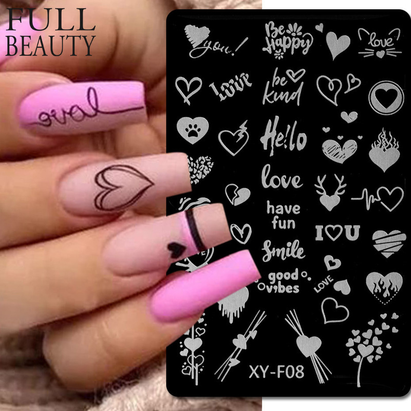 Cross-border new nail plate Valentine's Day series Love English flowers and plants butterfly dandelion nail printing tools