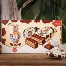 俄罗斯威化饼干进口大奶牛巧克力威化夹心konti康吉牌330g/盒