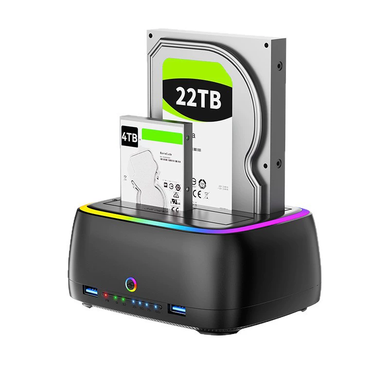 2.5/3.5 dual bay hard drive base SD/TF multi-function offline cloning HUB hard drive base Type-c3.1