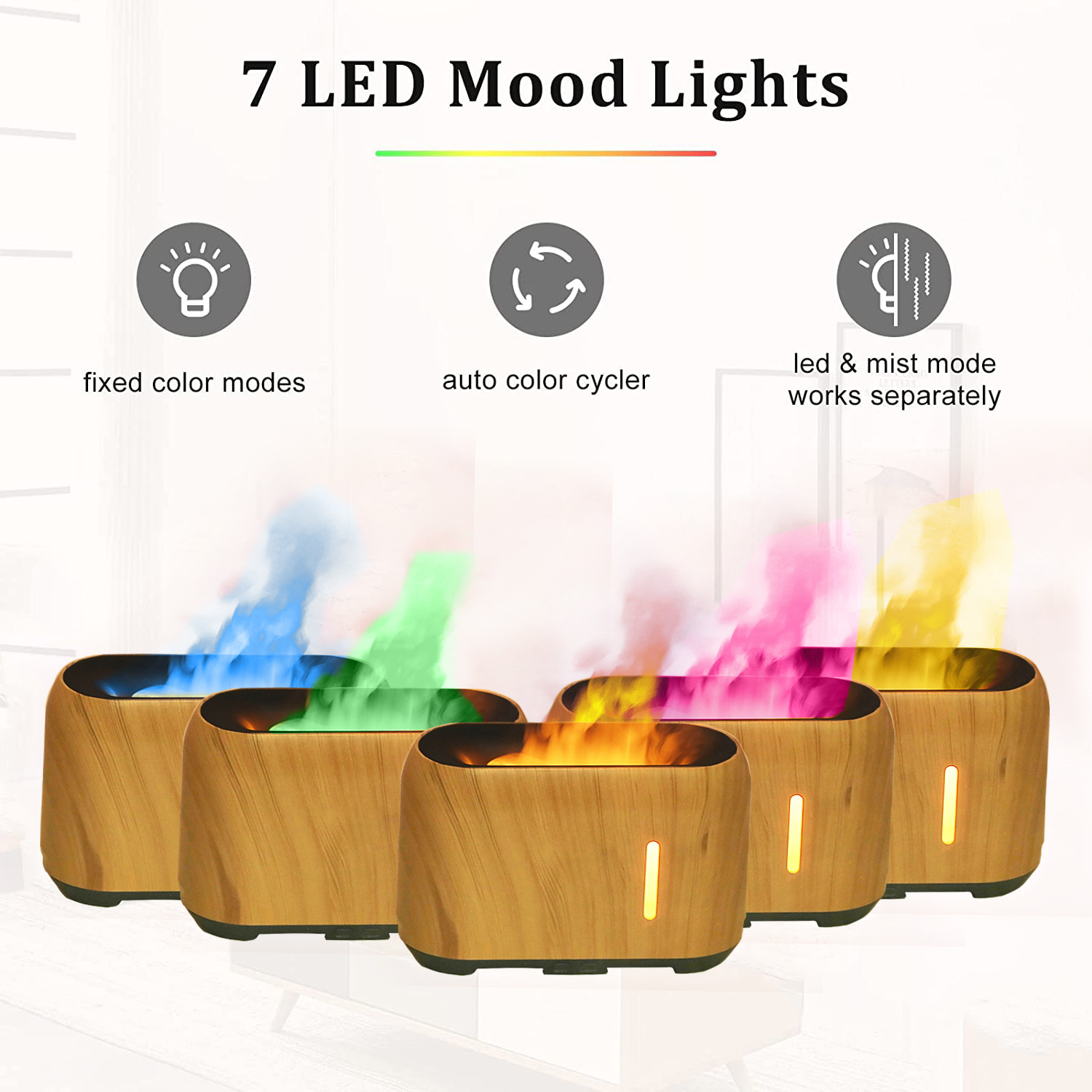 【热销火焰】跨境创意超声波火焰香薰机桌面木纹24V家用加湿器详情2