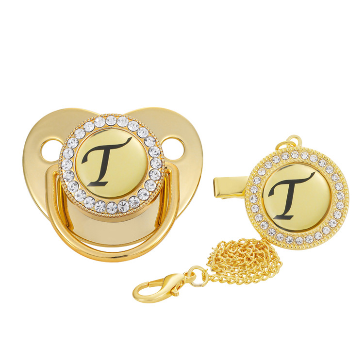 Venta caliente transfronteriza bebé destete chupete Diamante de alta calidad Golden Baby Point Diamond comodidad jugar boca