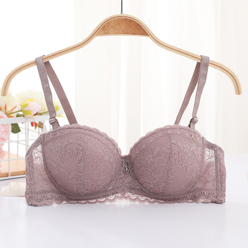 Shantou spot sujetador encaje 1/2 media taza tipo ajuste superior correa de hombro extraíble tubo superior ropa interior sujetador femenino image 7