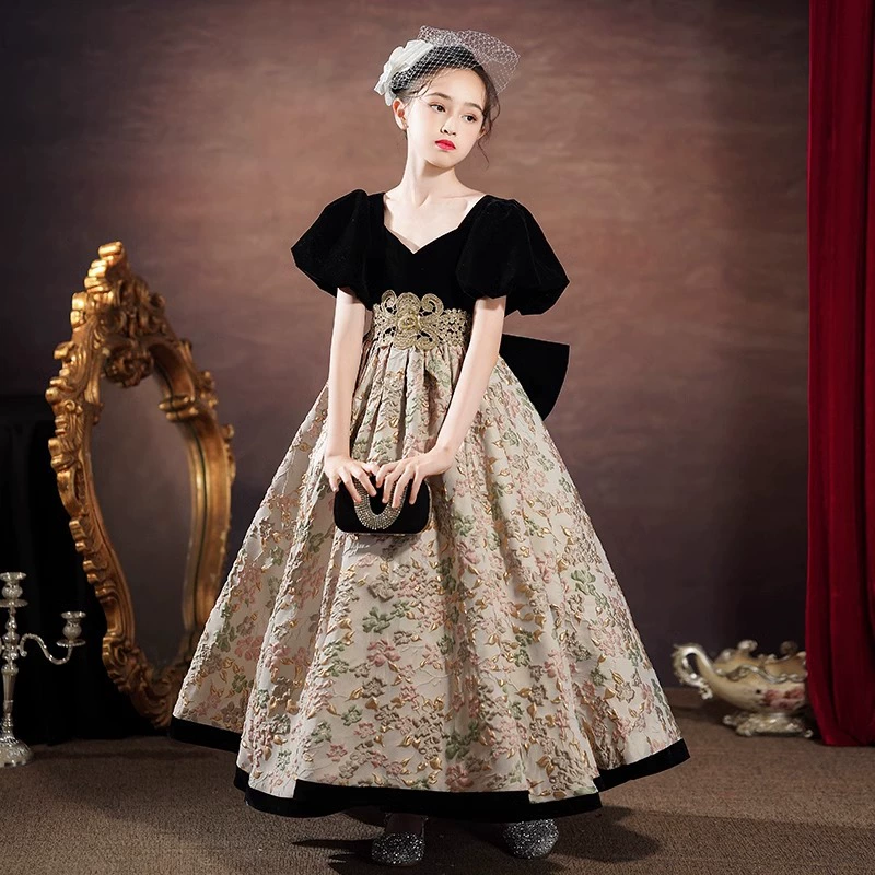 Черное вечернее платье для девочек светло-экстравагантное нишевое шоу велюля