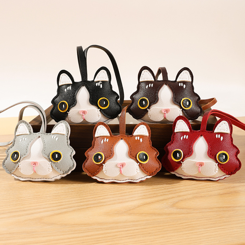 In-stock plush cat bag pendant, elegant kitten car keychain accessory, versatile decoration