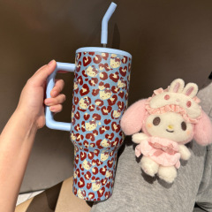 跨境亚马逊40oz大容量卡通保温杯子冰霸杯带手柄便携咖啡杯高颜值