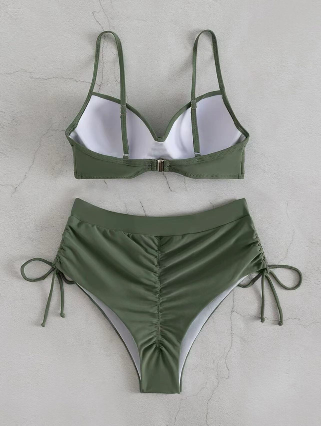 Swimming Pool, Beach Occasion Women's Solid Color 2 Pieces Set Bikinis Swimwear