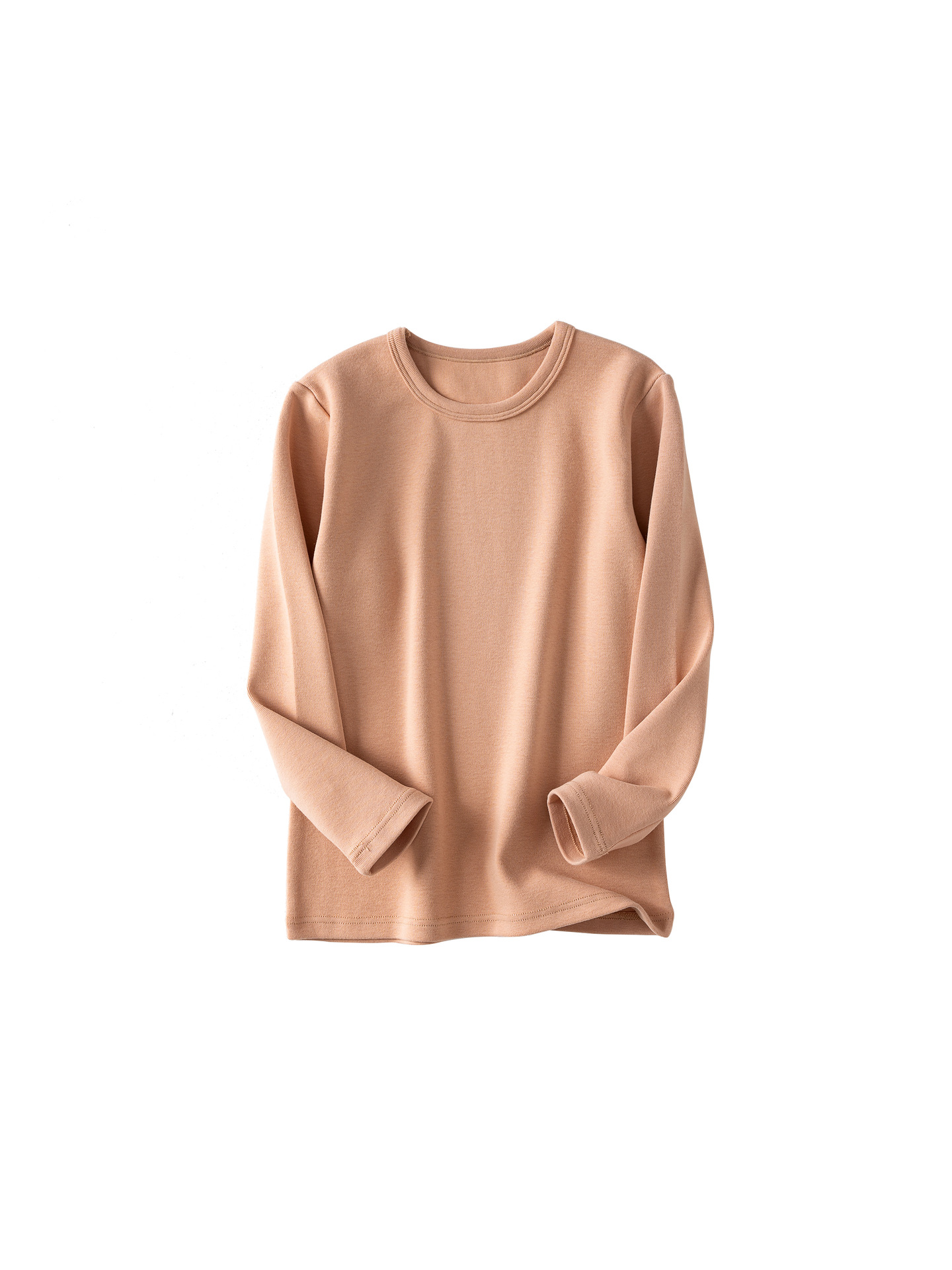 Camiseta interior térmica gruesa de forro polar para niños, top de manga larga con cuello redondo de color liso para niñas y niños, ropa interior térmica.