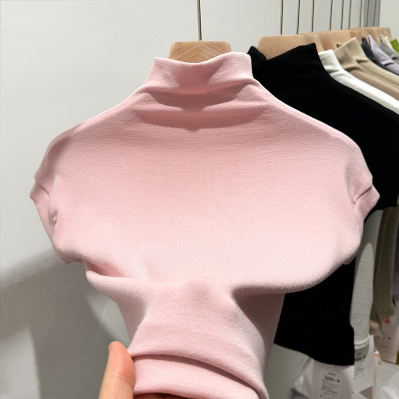 設計弾力底シャツ春秋半袖半高襟半袖底地デールモーダル修身tシャツ高襟|undefined