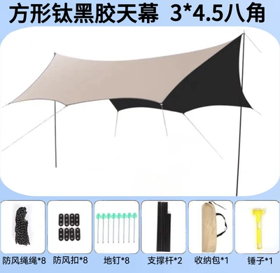 Avtomobil yan çətirləri | Black-Coated Hexagonal Canopy - 3-45m-vinyl-octagon-plastic-cap-ground-nail-vinyl-canopy