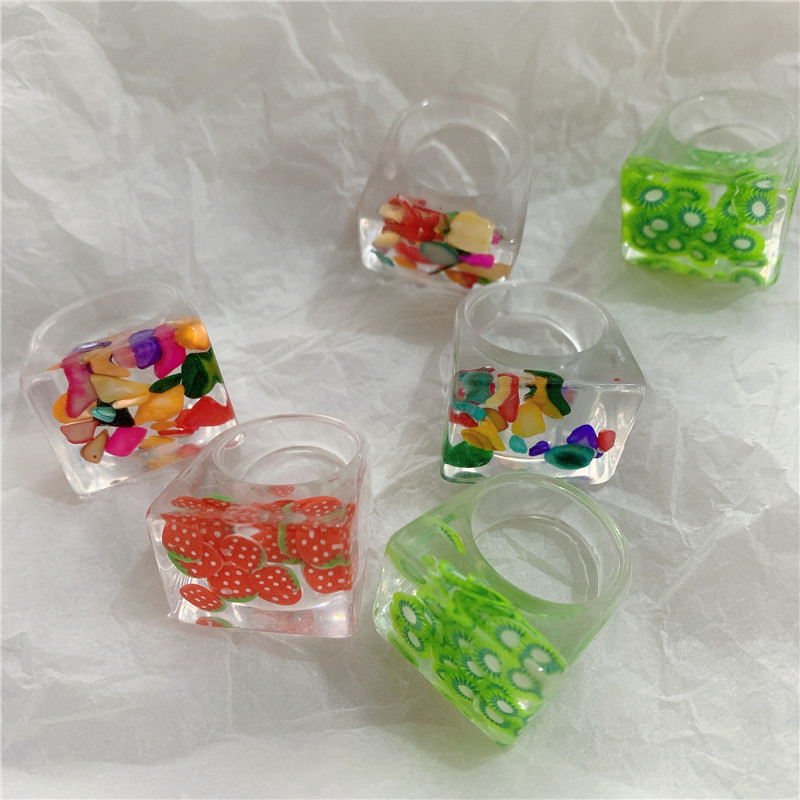 Wholesale Korean Fruit Square Acrylic Ring display picture 6