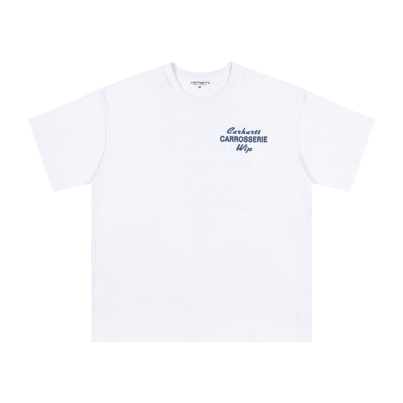 Cross-Border Exclusive Carhartt Mechanical Engineering Letter Print Double Yarn Pure Cotton Unisex Short-Sleeve T-Shirt