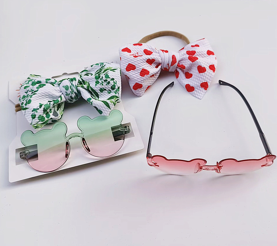 Frameless Glasses Structure Cute Bear Bow Knot PC UV400 Protection Special-Shaped Mirror Frameless Kids Sunglasses