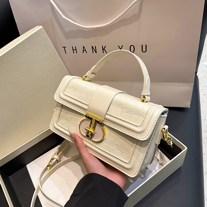 Hong Kong Style Retro Handbag 2025 Summer New Women's Bag Cross-Border Texture Shoulder Bag Personalized Stone Pattern Crossbody Bag