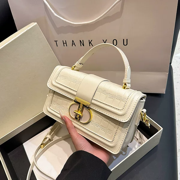 Hong Kong Style Retro Handbag 2025 Summer New Women's Bag Cross-Border Texture Shoulder Bag Personalized Stone Pattern Crossbody Bag
