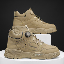 2023秋季上新男士高帮厚底休闲马丁靴旋转纽扣户外工装男士短靴