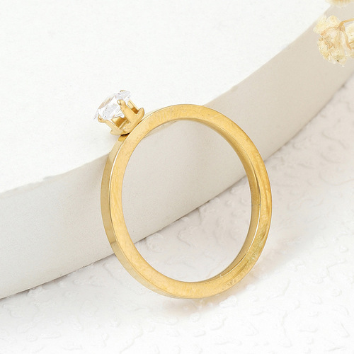 Cross-border new style Korean version of titanium steel ring for women with extremely fine prongs set with square zircon stainless steel jewelry hand jewelry manufacturer