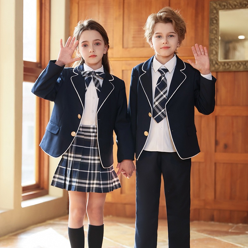中小学校服幼儿园园服春秋男女童学院风西服套装儿童班服英伦风