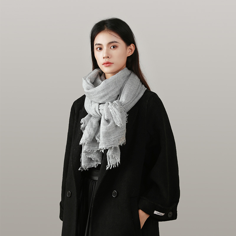 Bufanda transfronteriza de algodón y lino Amazon mismo color sólido estilo estilo literario chal femenino todo fósforo cálido comercio exterior bufanda de lana