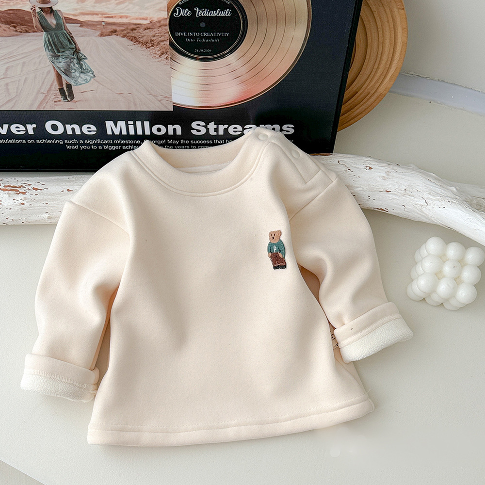 Nuevo traje de otoño e invierno para bebés, vestido con una camisa de fondo de manga larga de dibujos animados de bebé masculino, mono de dos piezas con estampado completo lindo