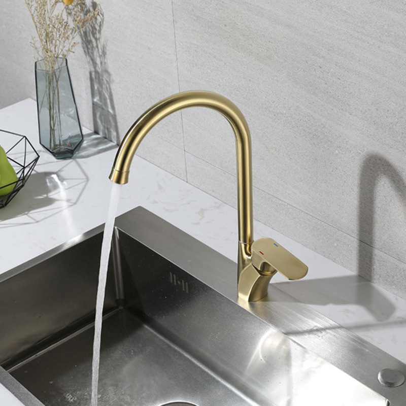 Cross-border SUS304 stainless steel kitchen faucet hot and cold mixed ball brushed black gold vegetable basin sink